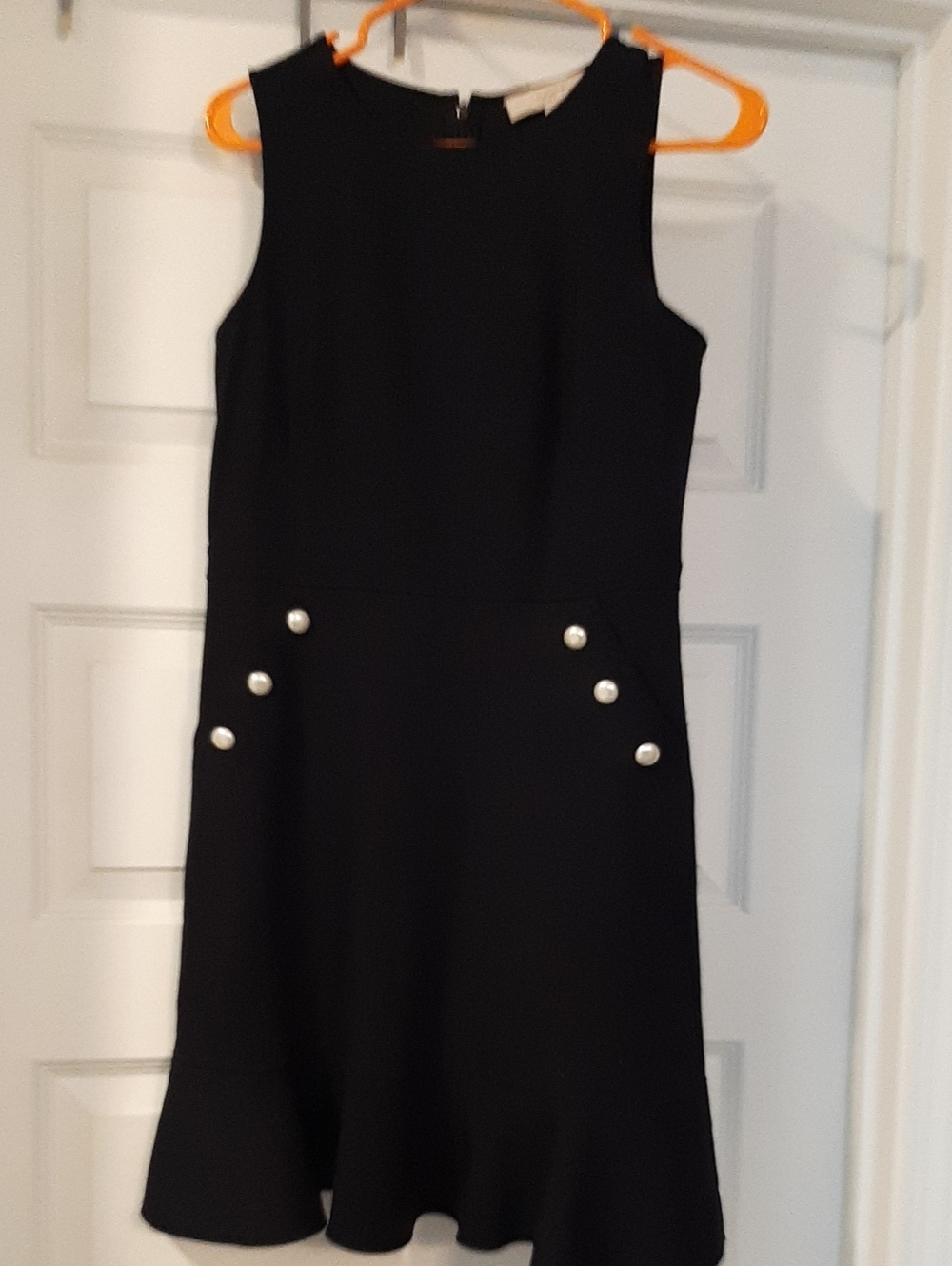 LOFT Black Sleeveless Midi Dress with Pearl Buttons Gorgeous!